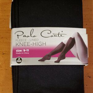 NWT women's black fleece lined knee-highs 2 pair